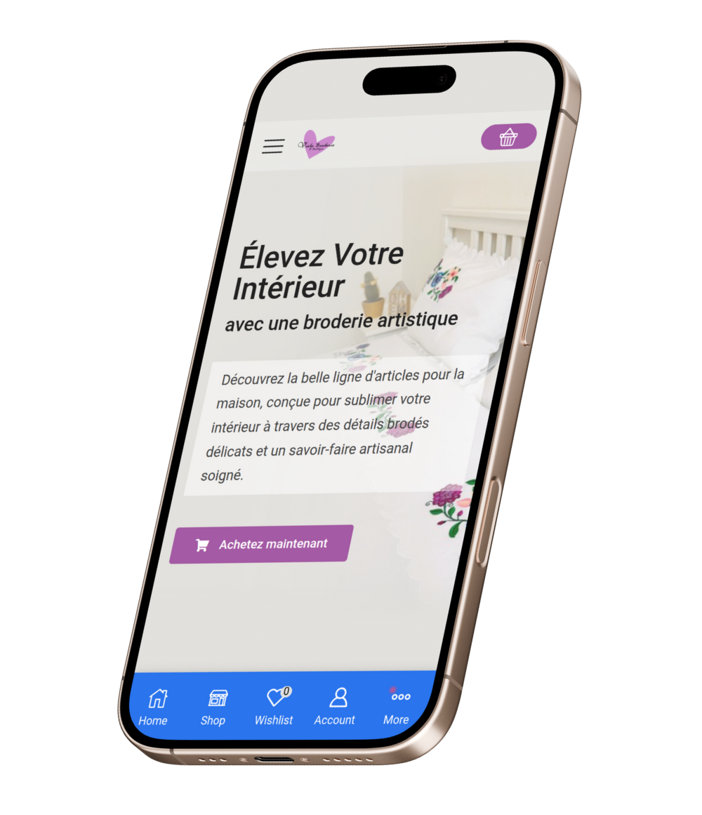 Broderie Viola's website, as displayed on a phone
